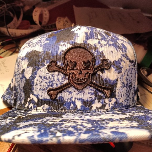 Violet Love Rebecca Michaels Trucker Hat cap Skull Cross Bones - Picture 1 of 6